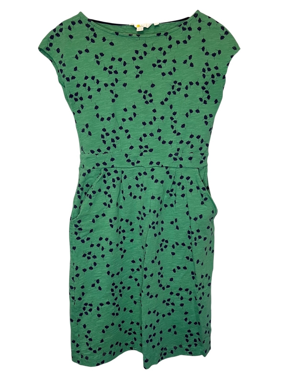 Boden Florrie Dress US 6 Regular Green Floral Cotton Short Sleeve Pockets Artsy - Picture 2 of 6